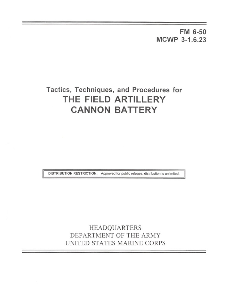 FM 6-50 Tactics, Techniques, and Procedures For The Field Artillery ...