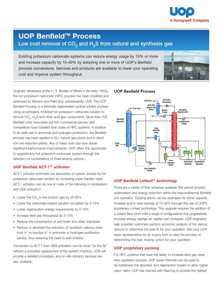 Uop Benfield Datasheet PDF | PDF | Carbon Dioxide | Potassium