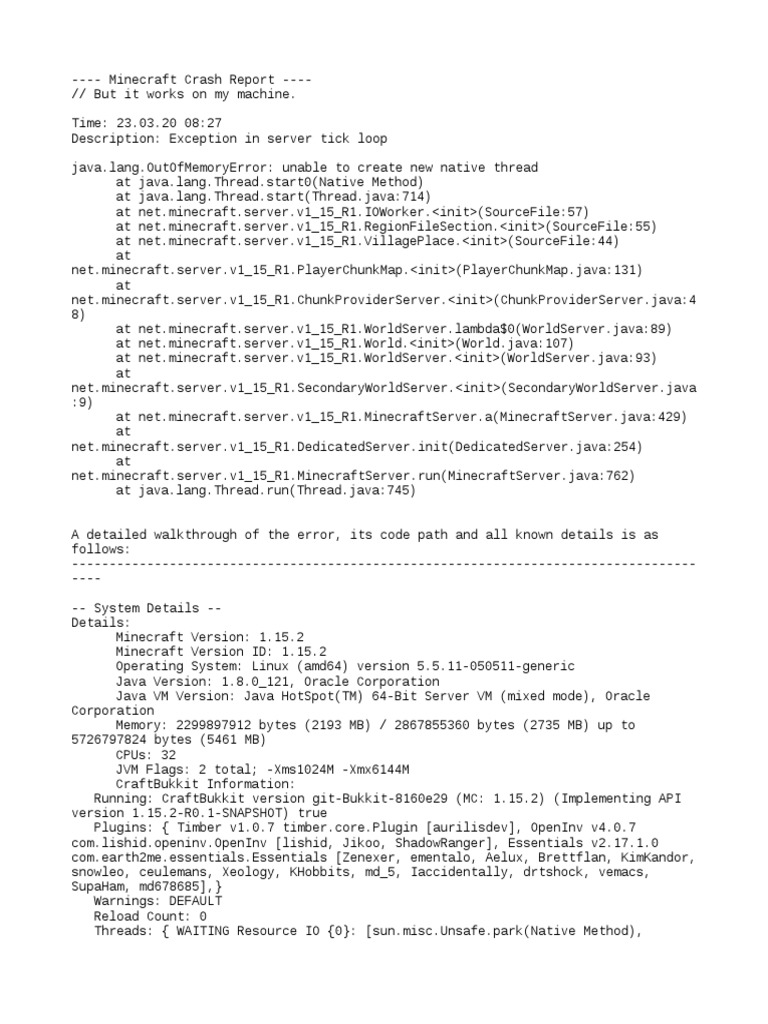 Crash 2020 03 23 - 08.27.12 Server | PDF | Java (Programming Language ...