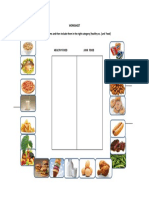 Food item sorting worksheet