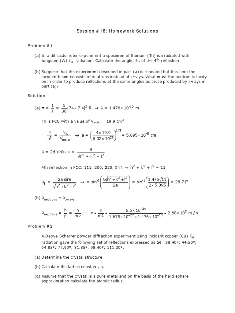 Lattice Constant Calculation in Crystals | PDF | Diffraction | Crystal ...