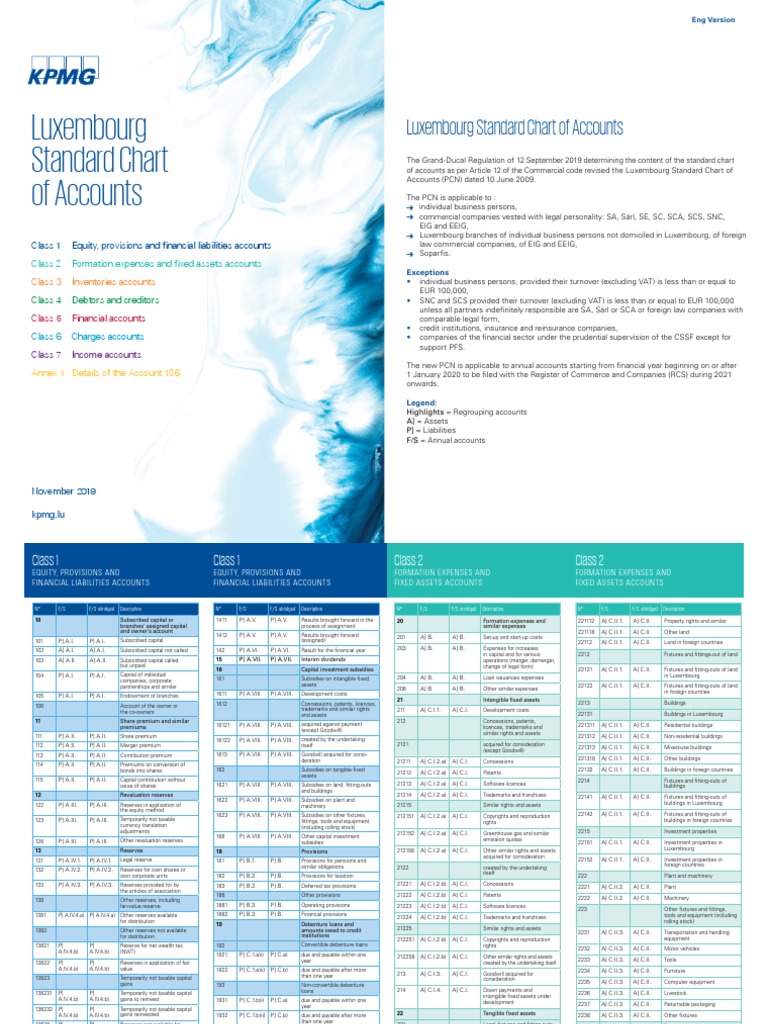 Luxembourg Standard Chart of Accounts | PDF | Equity (Finance ...