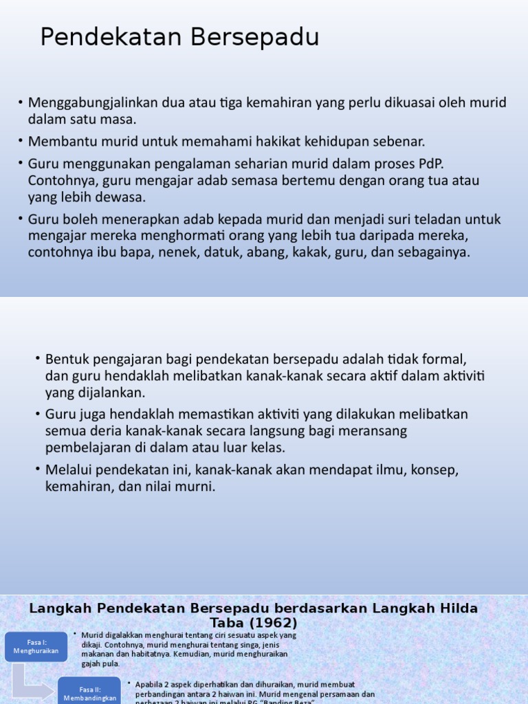 Pendekatan Bersepadu Dan Tematik Pdf