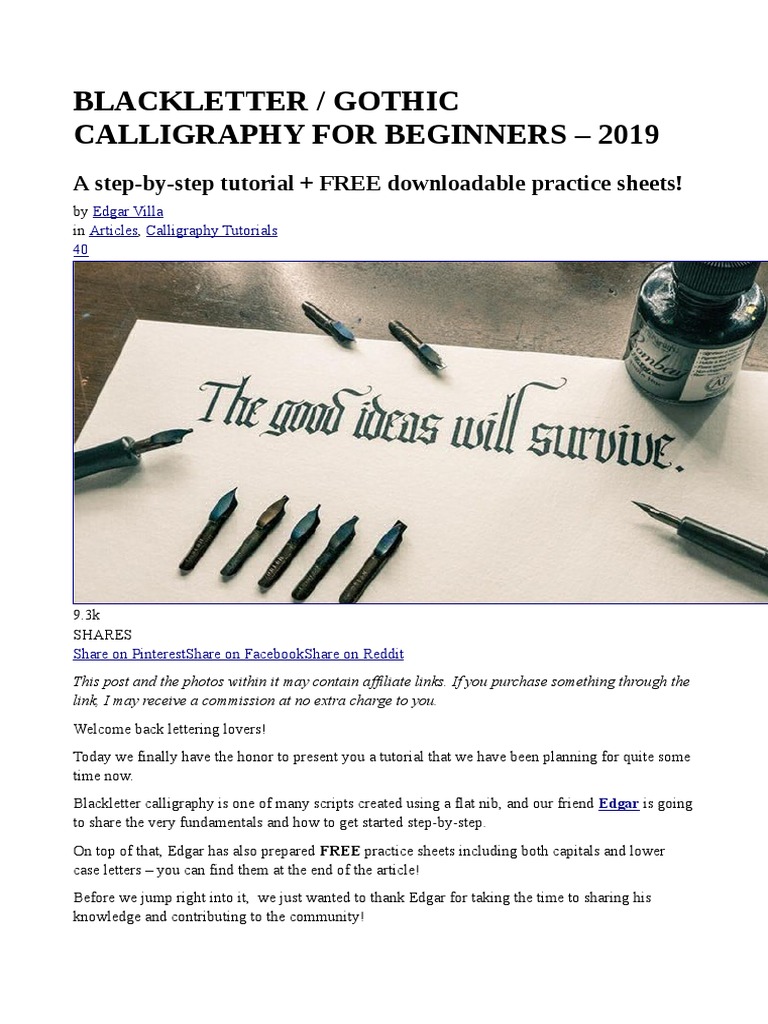 Blackletter Gothic Calligraphy | PDF | Calligraphy | Printing