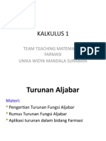 KALKULUS] Turunan Aljabar dan Aplikasinya dalam Bidang Farmasi