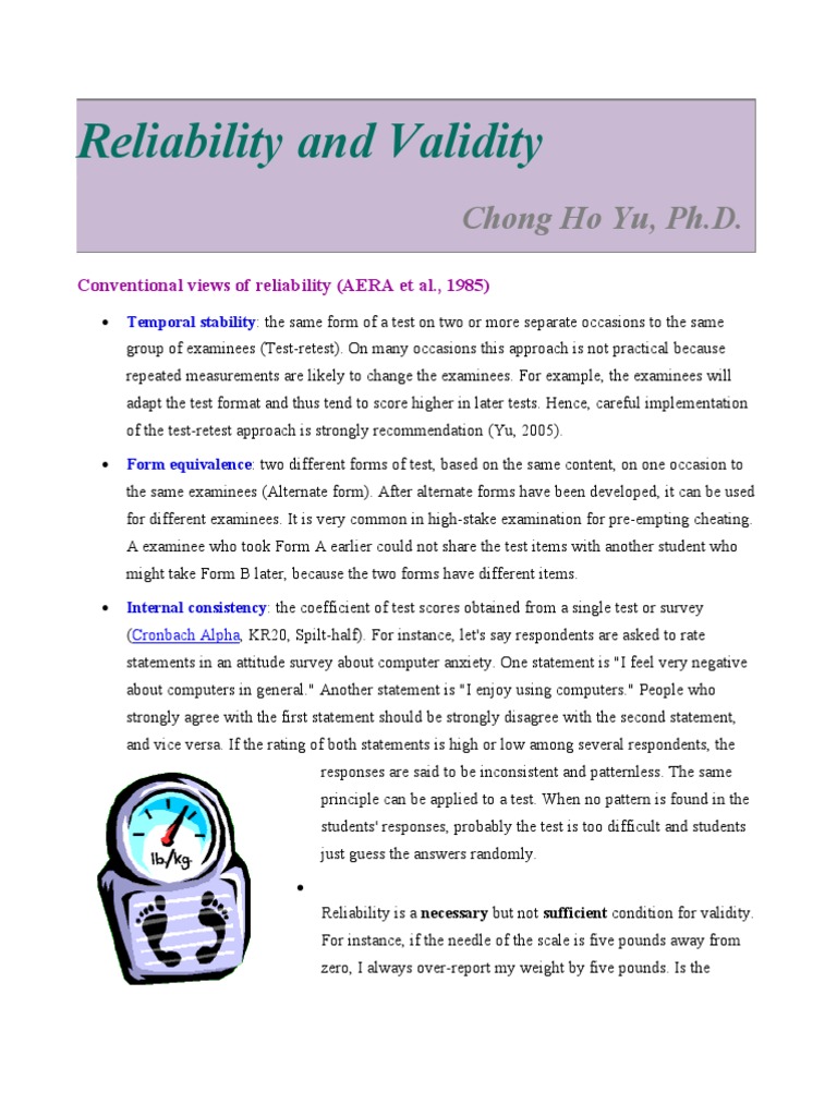 Reliability and Validity | PDF | Validity (Statistics) | Test (Assessment)