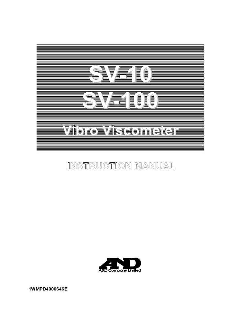 SV - Vibro Viscosimter Instruction Manual PDF | PDF | Viscosity ...
