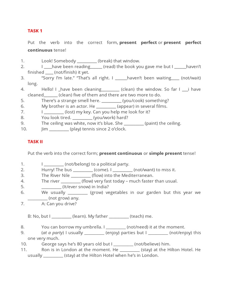 Verb Tense Exercises for English Learners | PDF
