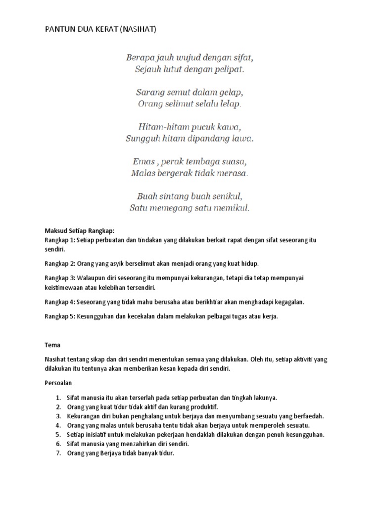Pantun Dua Kerat Pdf