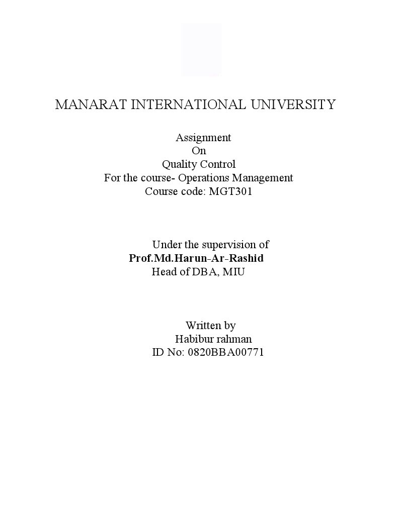 Quality Control Assignment - MGT301 | PDF