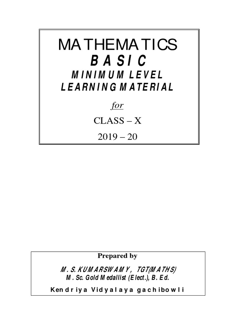 MLL Study Materials Maths Basic Class X 2019 20 PDF | PDF | Circle ...