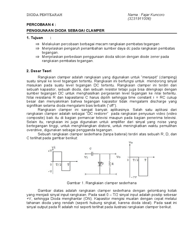 Rangkaian Clamper dan Aplikasinya | PDF | Sains & Matematika