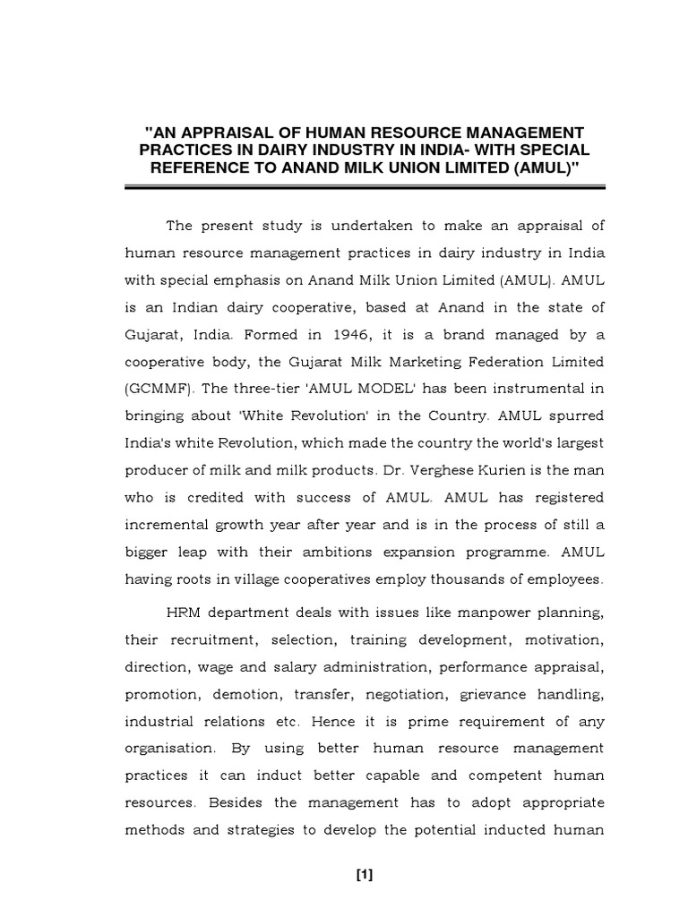 HRM Practices at AMUL: An Overview | PDF | Employment | Performance ...