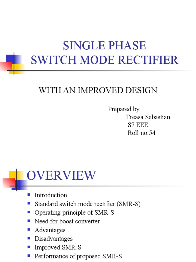 Improved Design of Single Phase SMR | PDF | Rectifier | Electrical ...
