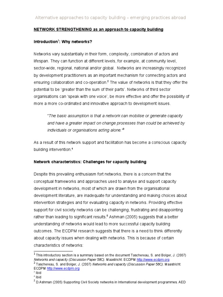 Network Strengthen in | PDF | Microfinance | Capacity Building