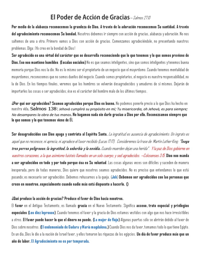 La Importancia de la Acción de Gracias | PDF | Dios | Jesús