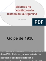 Gobiernos no democráticos en Argentina: golpes militares y dictaduras 1930-1976