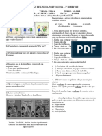 Avaliação de Língua Portuguesa com polissemia e mal-entendidos