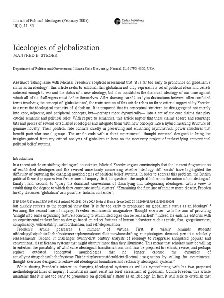 Ideologies of globalization pdf ideologies neoliberalism