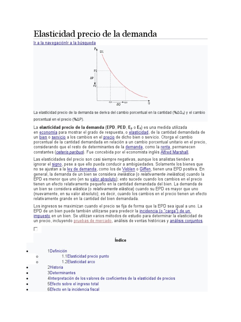 Elasticidad Precio de la Demanda Explicada | PDF | La elasticidad ...