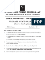 7th Class State Syllabus Scholarship Test Paper