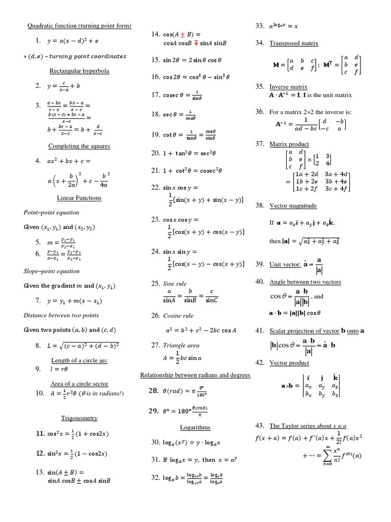 Financial Mathematics Formula Sheet | PDF | Trigonometric Functions ...
