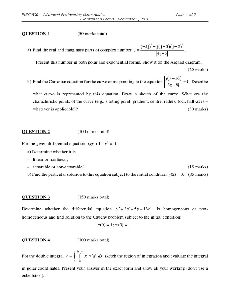 18 Exam Questions Pdf Eigenvalues And Eigenvectors Equations