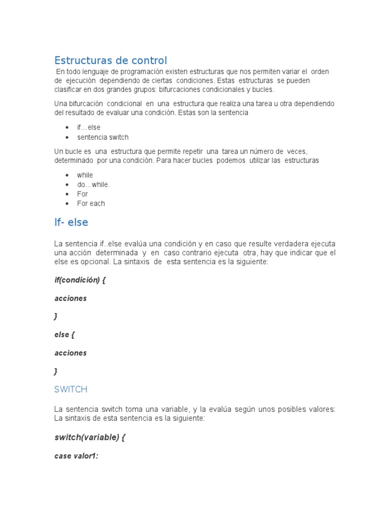 Estructuras de Control en Programación | PDF | Lenguaje de programación ...