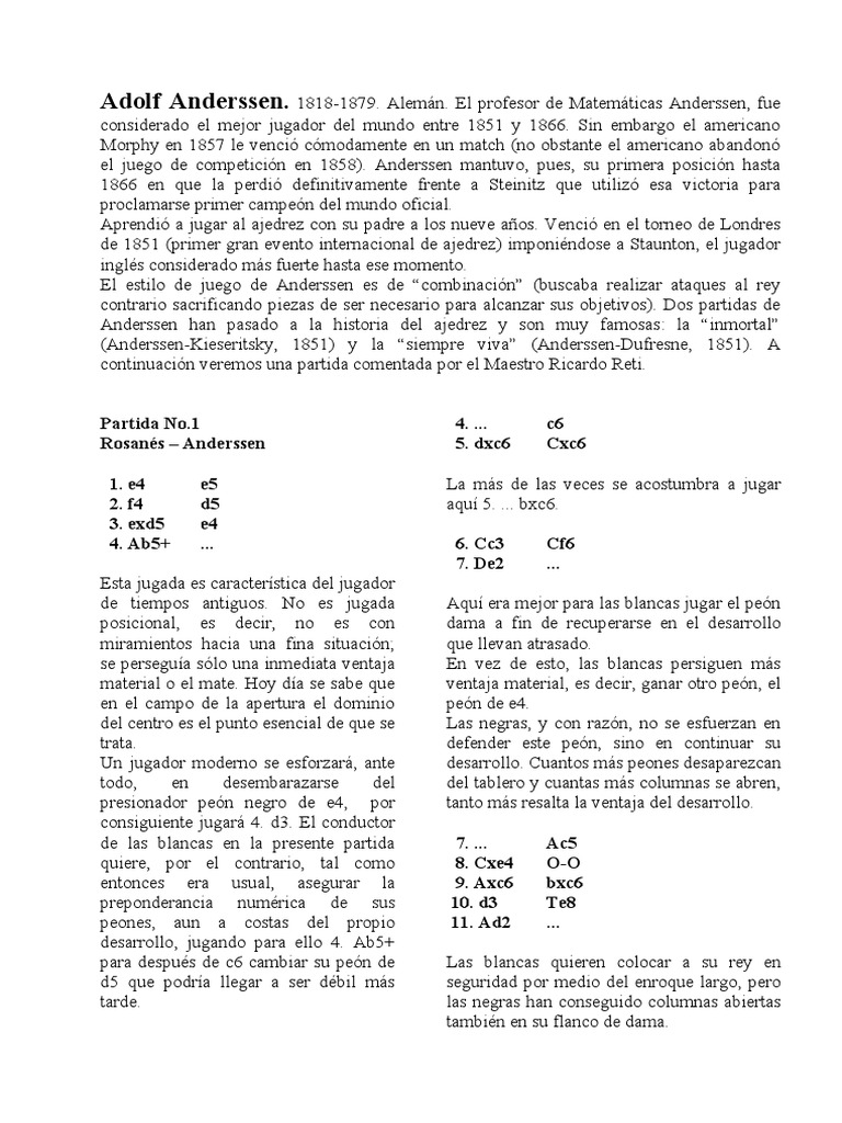 Adolf Anderssen: Maestro del Ajedrez | PDF | Juegos de habilidad mental ...