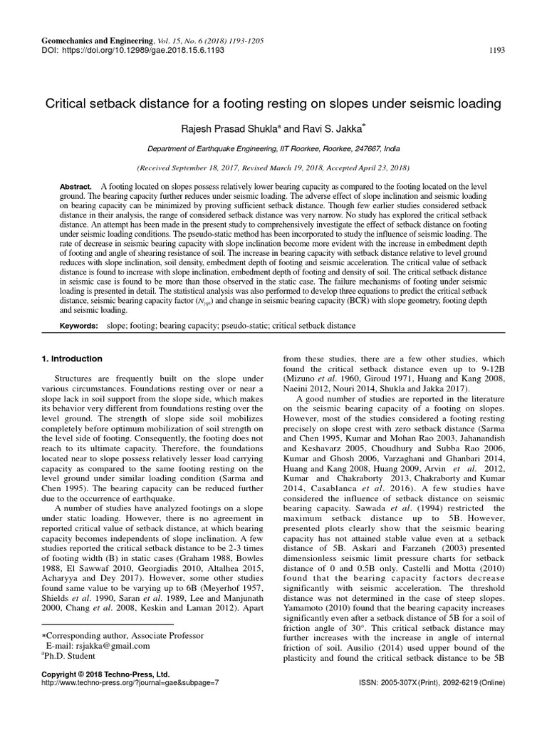 Seismic Bearing Capacity On Slope | PDF | Seismology | Mechanical ...