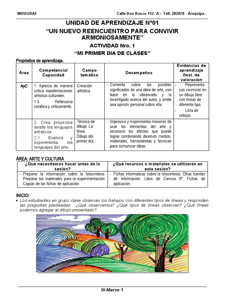 Sesiones de Arte y Cultura para Primaria | PDF | Dibujo | Aprendizaje