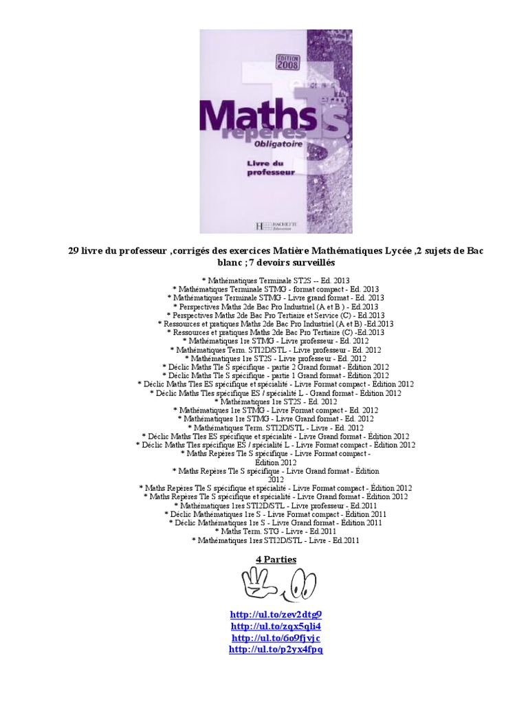 Déclic Maths 1ere Spécialité Corrigé Pdf EBOOK Livres Du Professeur Mathematiques - La Collection | PDF | Jargon |  Enseignement des mathématiques