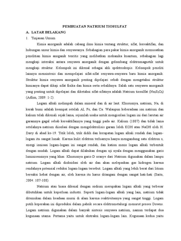 Pembuatan Natrium Tiosulfat | PDF