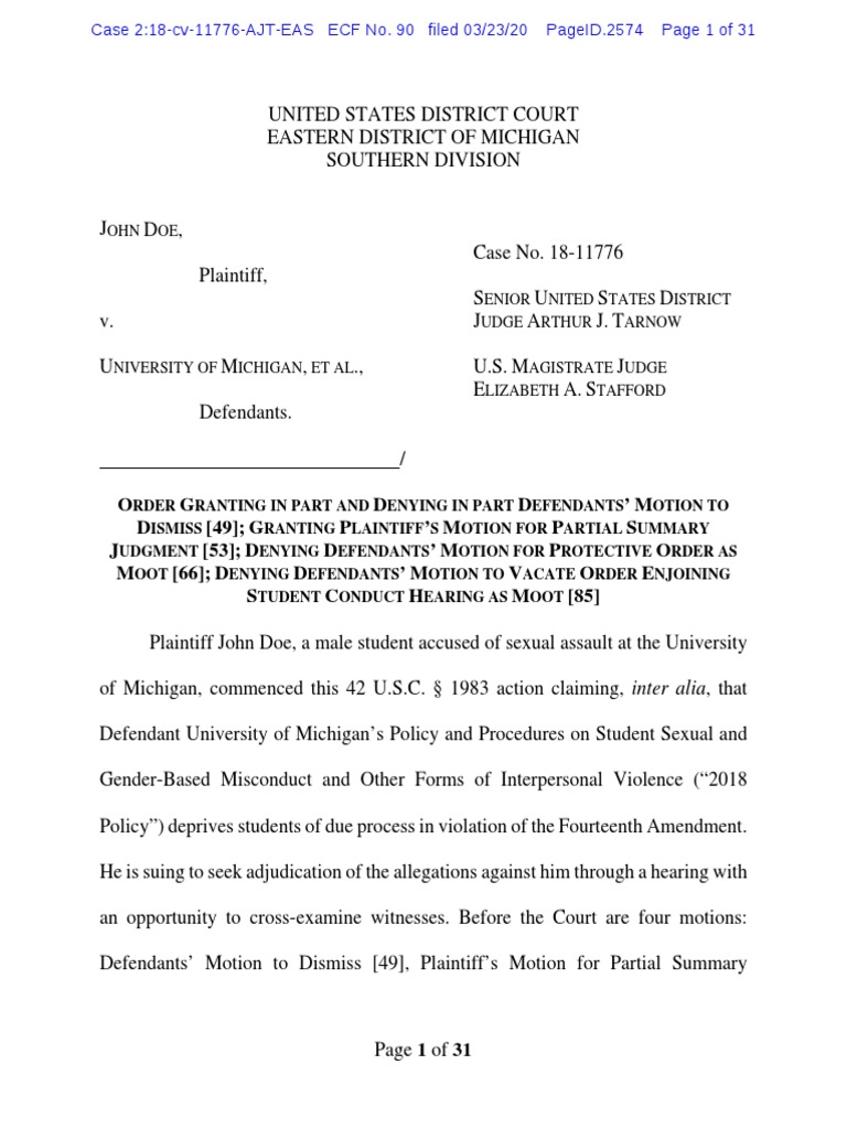 Federal Judge Rules University Of Michigan Officials Can Be Personally