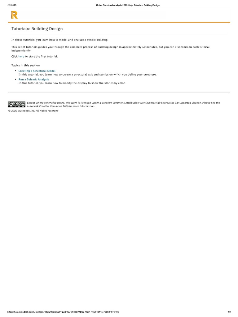 Robot Structural Analysis 2020 Help Tutorials Building Design Pdf