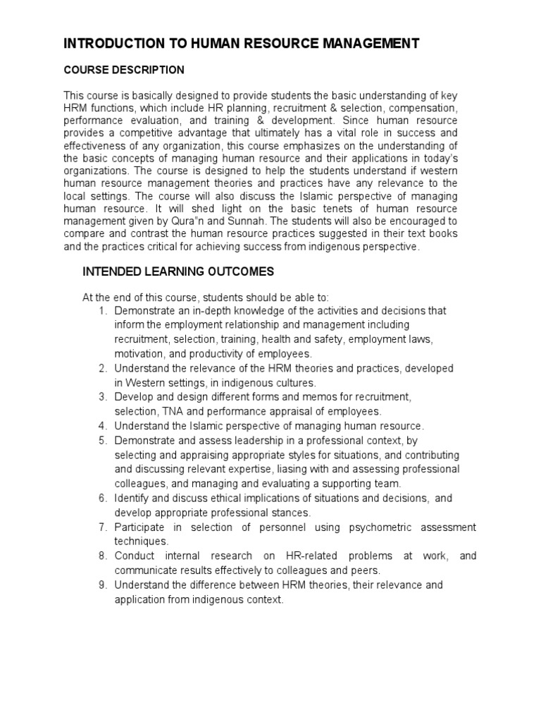 HRM Course for Students | PDF | Human Resource Management | Human Resources