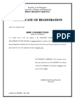 PhilGEPS Registration Certificate for BMW Construction