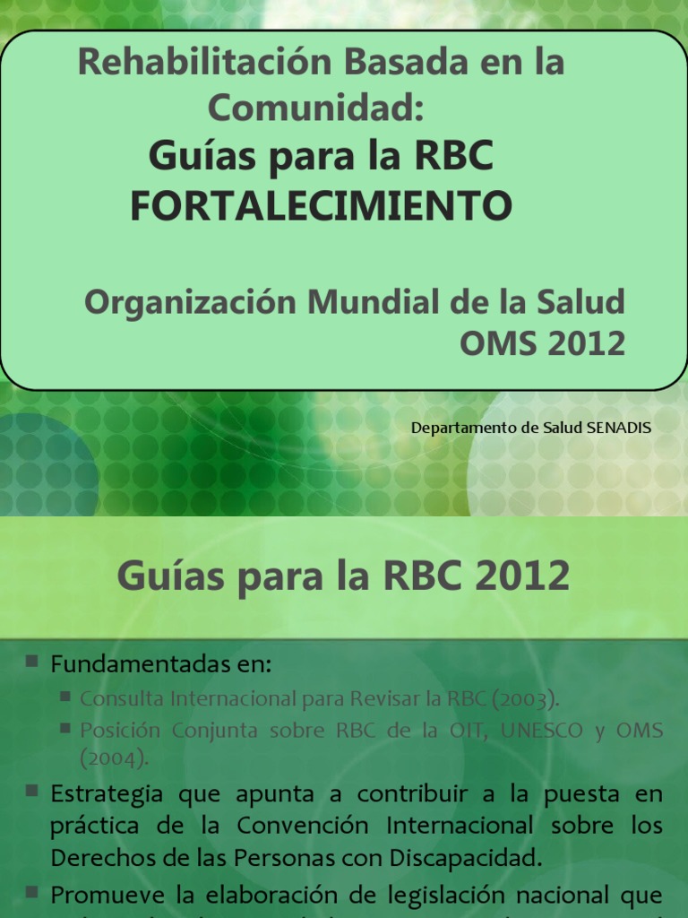 Guías de Rehabilitación Comunitaria OMS 2012 | PDF | Invalidez ...