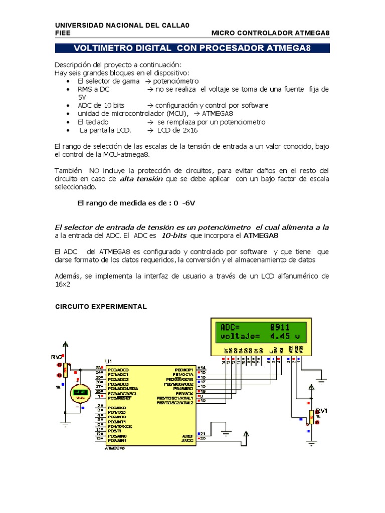 Voltimetro Digital Con Procesador Atmega8 | PDF | Áreas de informática ...