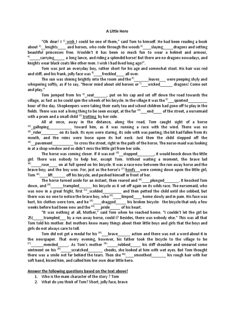 A Little HeroShort Story PDF