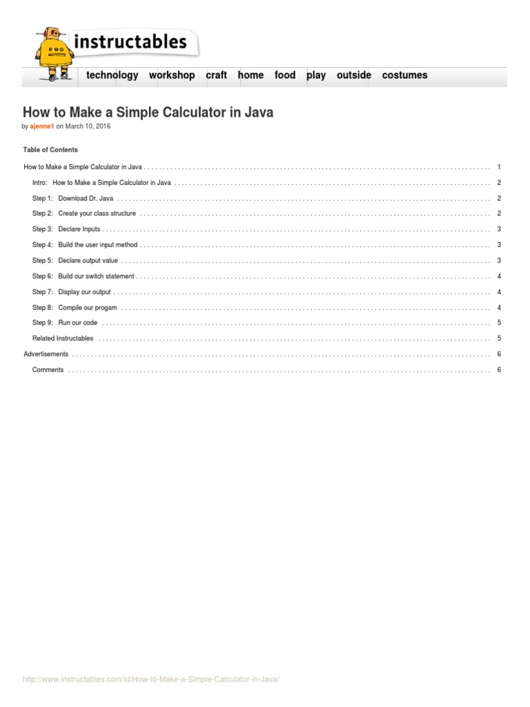 How To Make A Simple Calculator in Java PDF | PDF | Method (Computer ...