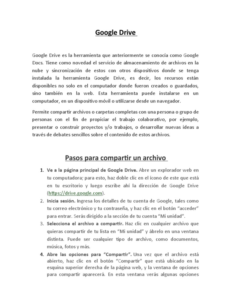 Definición y uso de Google Drive | PDF | La interacción persona ...