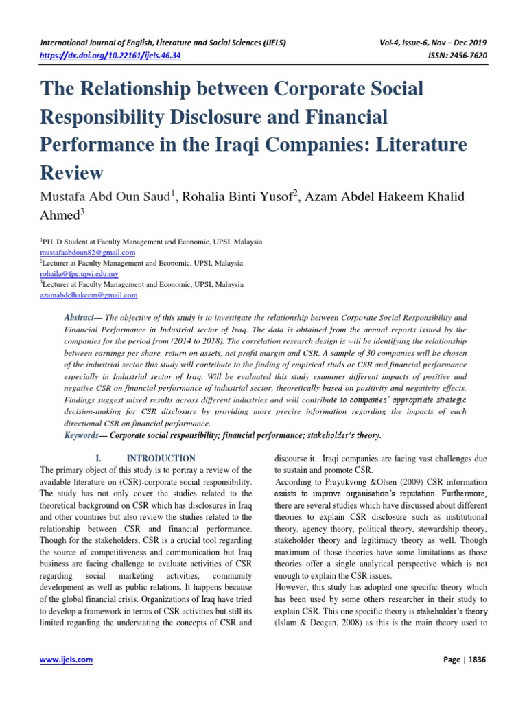 The Relationship Between Corporate Social Responsibility Disclosure and ...