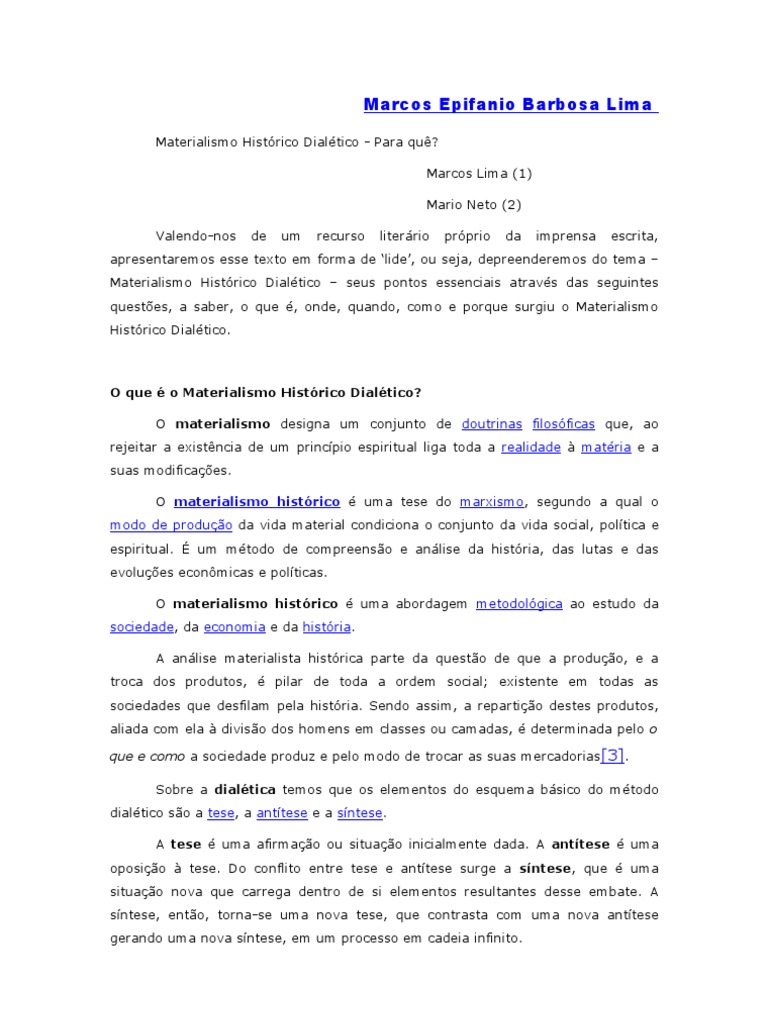 Materialismo Histórico Dialético Pdf Karl Marx Materialismo