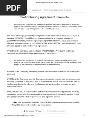 Profit Sharing Agreement Template - Get Free Sample