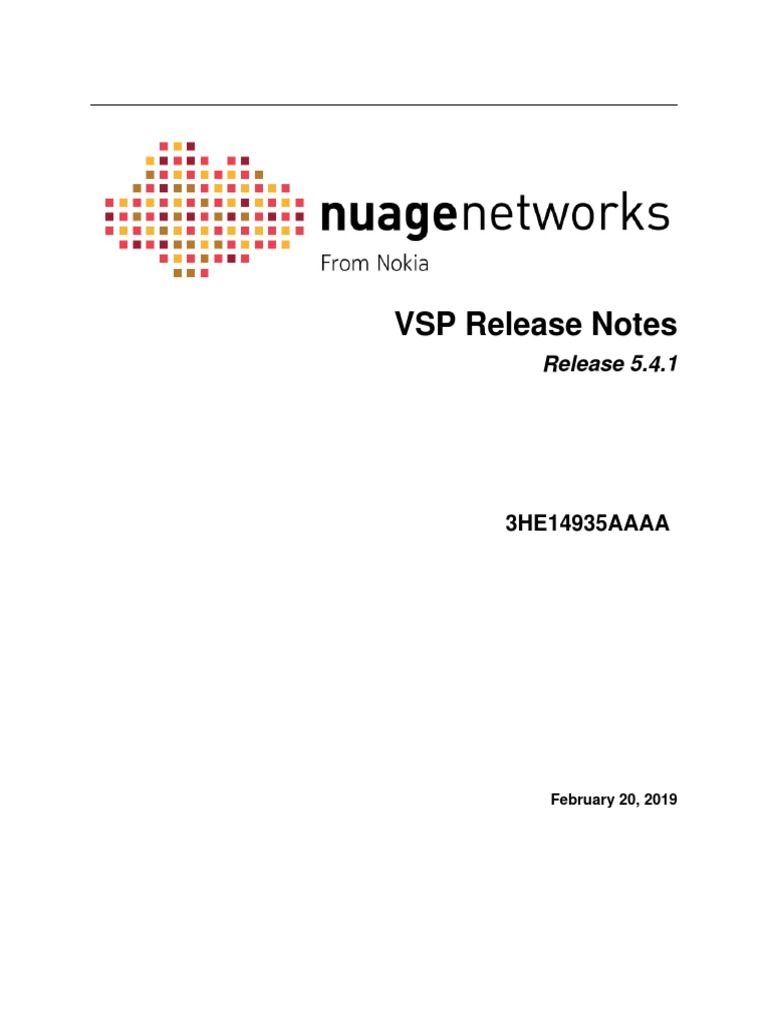 Nuage VSP 5.4.1 Release Notes | PDF | Internet Protocols 