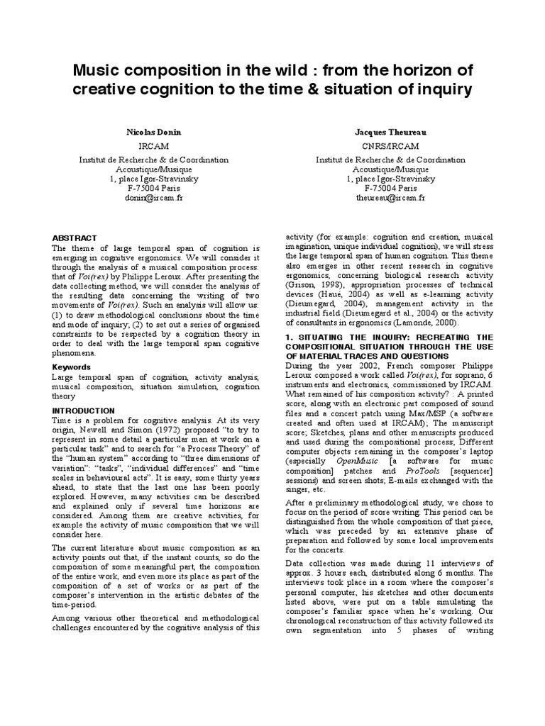 Cognitive Insights in Music Creation | PDF | Composers | Time