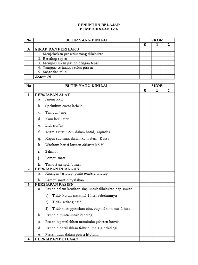 Panduan Pemeriksaan IVA Lengkap | PDF | Kesehatan Holistik