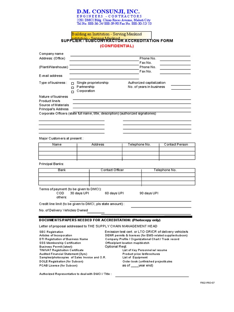 Supplier Accreditation Form Template | PDF | Business | Economies