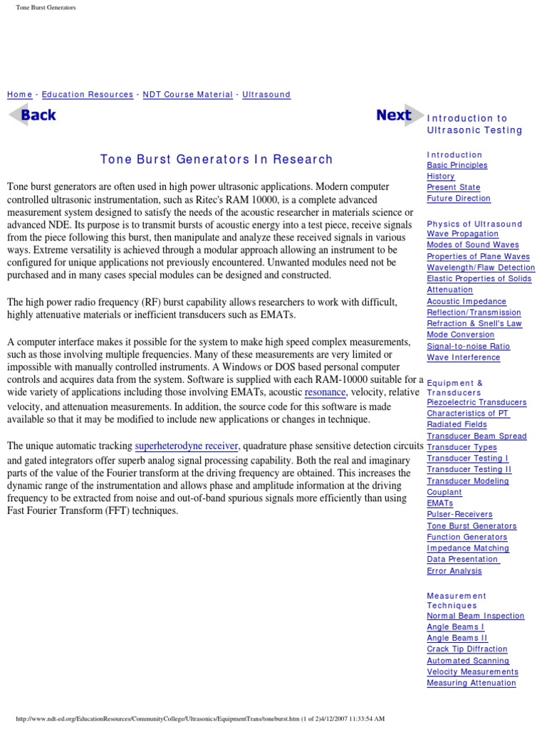 Tone Burst Generators PDF Ultrasound Acoustics